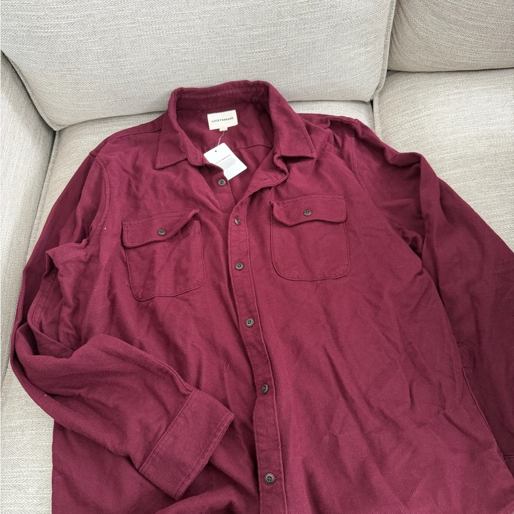 Lucky Brand Men's Burgundy Flannel Size XL